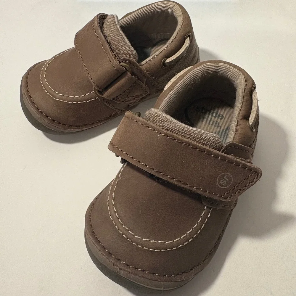 Stride Rite NEW w Box 3.5W Brown Sm Wally Loafer‎ Boat Shoes Hook & Loop
